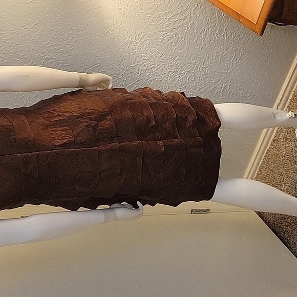 VTG JESSICA HOWARD Metallic Bronze Cascading Ruffle Holiday Party Hoco Dress - Picture 8 of 10